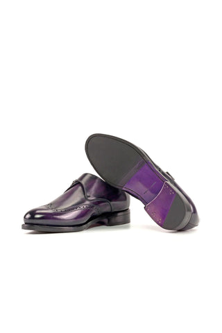 Ambrogio Bespoke Purple Patina Leather Monk Strap (AMB2380)-AmbrogioShoes
