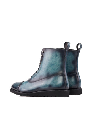 Ambrogio Bespoke Turquoise Patina Leather Balmoral Boots (AMB2272)-AmbrogioShoes