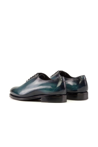 Ambrogio Bespoke Turquoise Patina Leather Whole-Cut Oxfords (AMB2379)-AmbrogioShoes