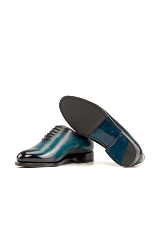 Ambrogio Bespoke Turquoise Patina Leather Whole-Cut Oxfords (AMB2379)-AmbrogioShoes