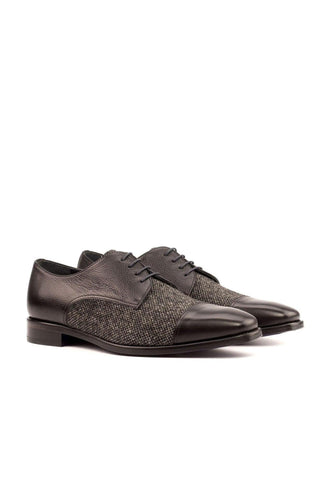 Ambrogio Black Fabric / Full Grain / Calf-Skin Leather Derby (AMB1491)-AmbrogioShoes