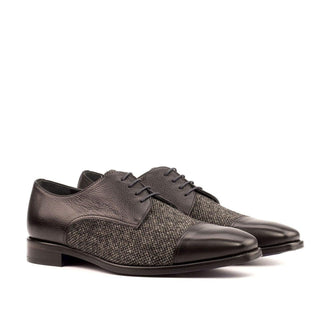 Ambrogio Black Fabric / Full Grain / Calf-Skin Leather Derby (AMB1491)-AmbrogioShoes