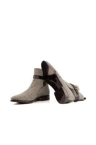 Ambrogio Black & Gray Fabric / Full Grain Leather Jodhpur Boots (AMB1731)-AmbrogioShoes