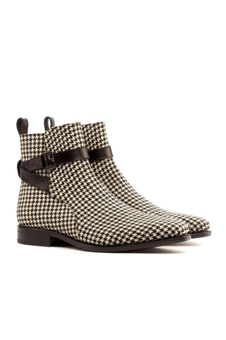 Ambrogio Black & Gray Fabric / Full Grain Leather Jodhpur Boots (AMB1731)-AmbrogioShoes