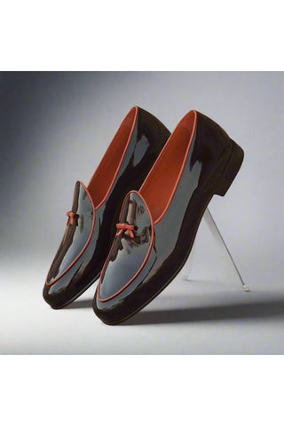 Ambrogio Black Patent Belgian Loafers (AMB1769)-AmbrogioShoes