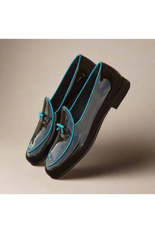 Ambrogio Black Patent Belgian Loafers (AMB1770)-AmbrogioShoes
