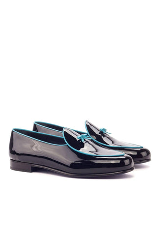 Ambrogio Black Patent Belgian Loafers (AMB1770)-AmbrogioShoes