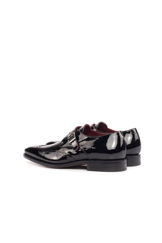 Ambrogio Black Patent Monk-Strap Formal Loafers (AMB1729)-AmbrogioShoes