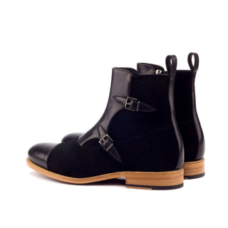 Ambrogio Black Suede / Calf-Skin Leather Atticus Double Boots (AMB1449)-AmbrogioShoes