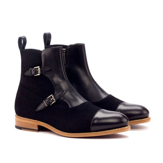 Ambrogio Black Suede / Calf-Skin Leather Atticus Double Boots (AMB1449)-AmbrogioShoes