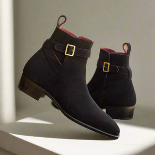 Ambrogio Black Suede Jophpur Boots (AMB1755)-AmbrogioShoes