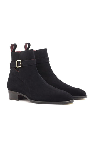 Ambrogio Black Suede Jophpur Boots (AMB1755)-AmbrogioShoes