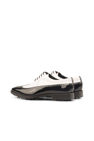 Ambrogio Black & White Patent Longwing Blucher Golf Oxfords (AMB1395)-AmbrogioShoes