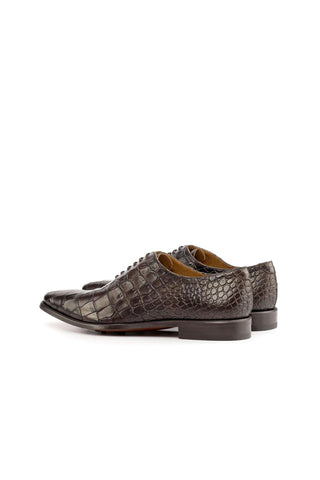 Ambrogio Brown Crocodile Embossed / Calf-Skin Leather Whole Cut Oxfords (AMB1709)-AmbrogioShoes