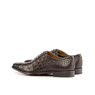 Ambrogio Brown Crocodile Print / Calf-Skin Leather Whole Cut Oxfords (AMB1709)-AmbrogioShoes