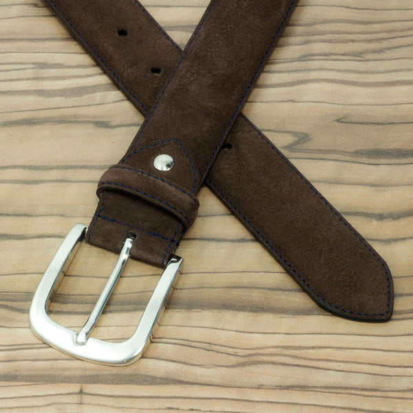 Ambrogio 2144 Brown Lux Suede Leather Hampton Men's Belt (AMBB1024)-AmbrogioShoes