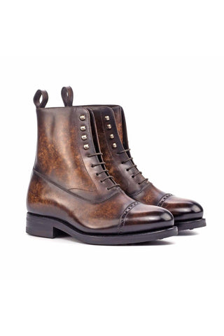 Ambrogio Brown Patina Leather Balmoral Boots (AMB1843)-AmbrogioShoes