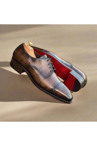 Ambrogio Brown Patina Leather Derby (AMB2083)-AmbrogioShoes