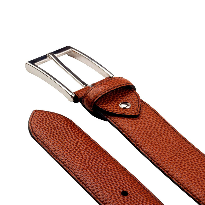 Ambrogio 2941 Brown Pebble Grain Leather Hampton Men's Belt (AMBB1010)-AmbrogioShoes