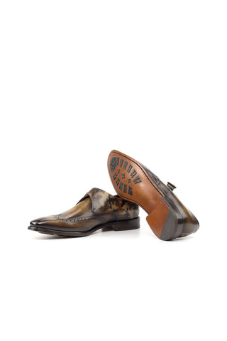 Ambrogio Brown & Tobacco Patina Leather Monk Strap (AMB2059)-AmbrogioShoes