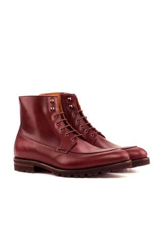 Ambrogio Burgundy Calf-Skin Leather Moccasin Boots (AMB1607)-AmbrogioShoes