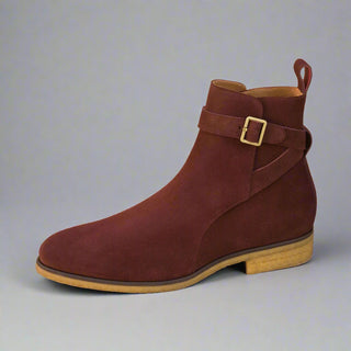 Ambrogio Burgundy Suede Jodhpur Boots (AMB1779)-AmbrogioShoes