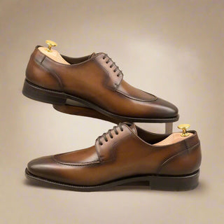 Ambrogio Ceaser Men's Handmade Custom Shoes Brown Calf-Skin Leather Derby Split Toe (AMB1405)-AmbrogioShoes