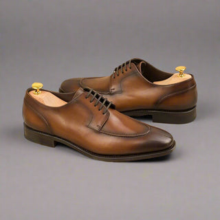 Ambrogio Ceaser Men's Handmade Custom Shoes Brown Calf-Skin Leather Derby Split Toe (AMB1405)-AmbrogioShoes