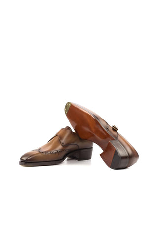 Ambrogio Cognac Calf-Skin Leather Monk Strap (AMB1824)-AmbrogioShoes