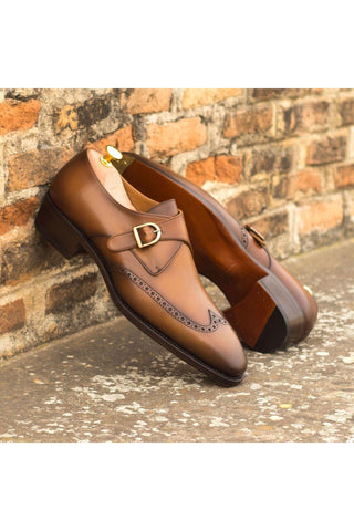 Ambrogio Cognac Calf-Skin Leather Monk Strap (AMB1824)-AmbrogioShoes