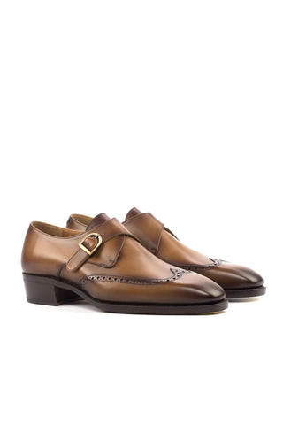 Ambrogio Cognac Calf-Skin Leather Monk Strap (AMB1824)-AmbrogioShoes