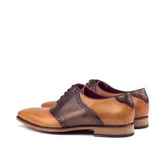 Ambrogio Cognac & Dark Brown Calf-Skin Leather Saddle Oxfords (AMB1477)-AmbrogioShoes