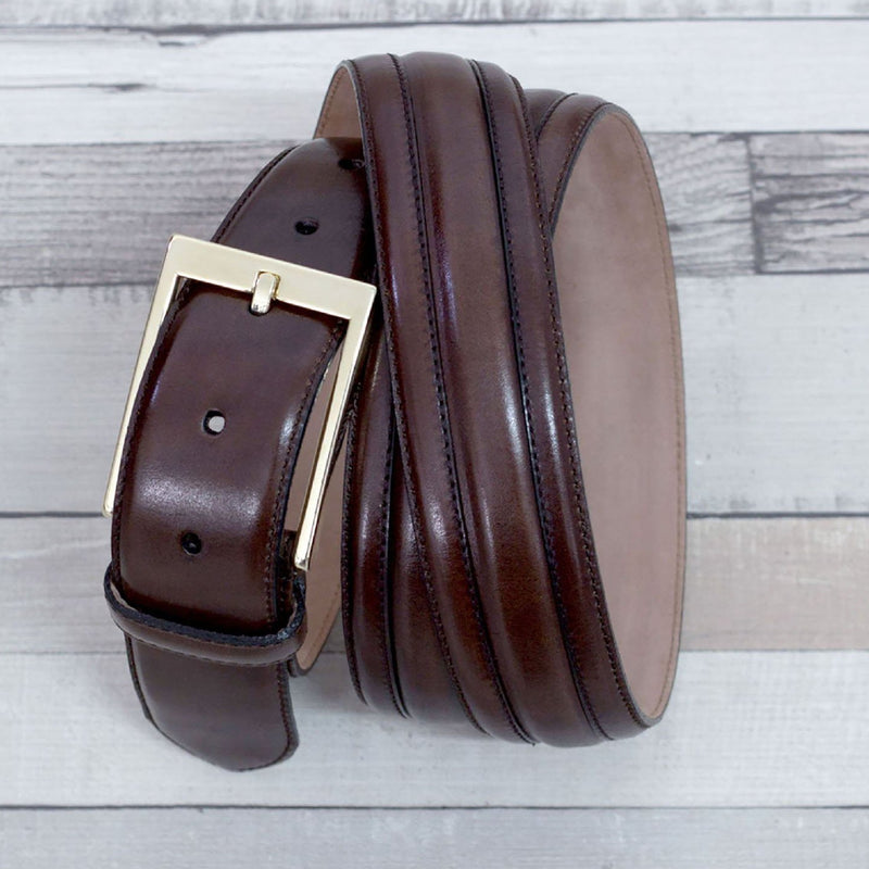 Ambrogio 2170 Dark Brown Calf-Skin Leather Venice Men's Belt (AMBB1017)-AmbrogioShoes