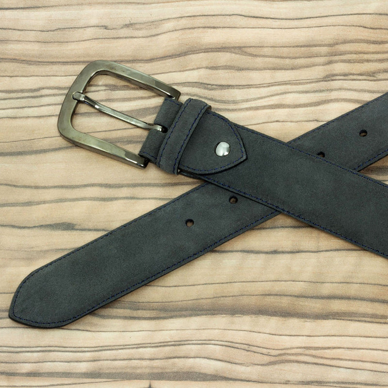 Ambrogio 2145 Gray Lux Suede Leather Hampton Men's Belt (AMBB1023)-AmbrogioShoes