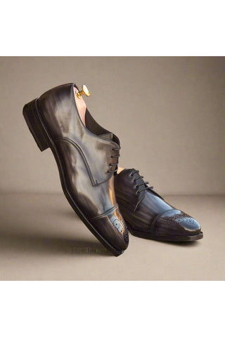 Ambrogio Gray Patina Leather Derby (AMB1736)-AmbrogioShoes