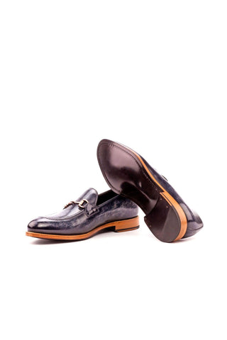 Ambrogio Gray Patina Leather Horsebit Loafers (AMB1538)-AmbrogioShoes