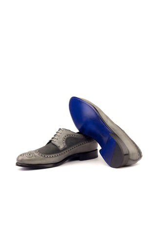 Ambrogio Gray Suede / Full Grain / Calf-Skin Leather Wingtip Oxfords (AMB2095)-AmbrogioShoes
