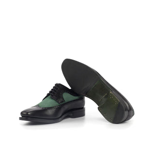 Ambrogio Green & Black Suede / Calf-Skin Leather Longwing Oxfords (AMB1540)-AmbrogioShoes