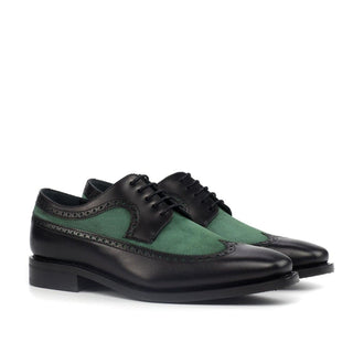 Ambrogio Green & Black Suede / Calf-Skin Leather Longwing Oxfords (AMB1540)-AmbrogioShoes