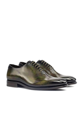 Ambrogio Green Patina Leather Wholecut Plain Oxfords (AMB1556)-AmbrogioShoes