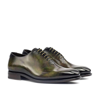Ambrogio Green Patina Leather Wholecut Plain Oxfords (AMB1556)-AmbrogioShoes