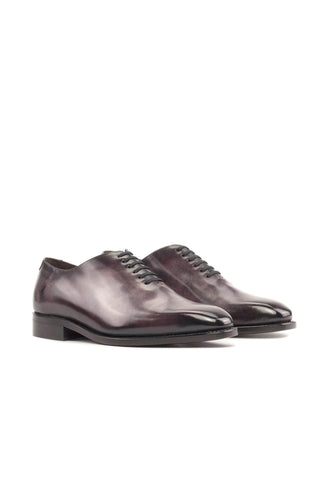 Ambrogio Handmade Aubergine Patina Leather Whole-cut Oxfords (AMB2367)-AmbrogioShoes