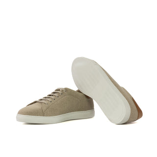Ambrogio Handmade Beige Canvas Trainer (AMB2287)-AmbrogioShoes