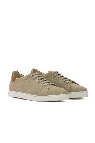 Ambrogio Handmade Beige Canvas Trainer (AMB2287)-AmbrogioShoes