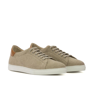 Ambrogio Handmade Beige Canvas Trainer (AMB2287)-AmbrogioShoes