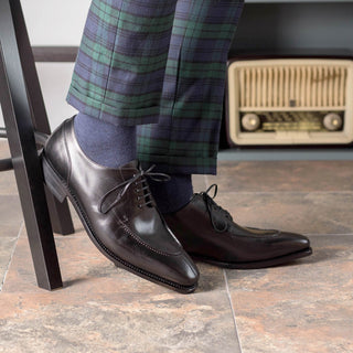 Ambrogio Handmade Black Calf-Skin Leather Derby Split-Toe (AMB2370)-AmbrogioShoes