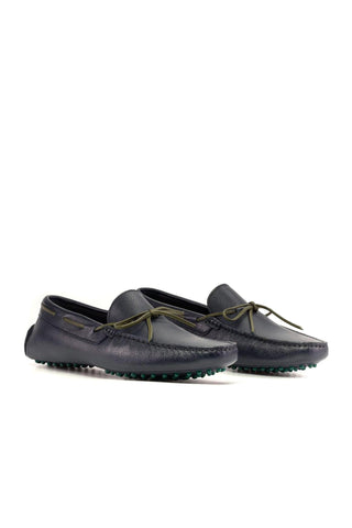 Ambrogio Handmade Black Full-Grain Leather Driver Loafers (AMB2394)-AmbrogioShoes
