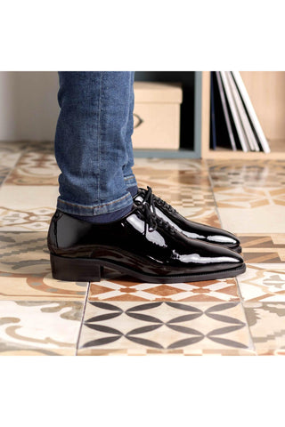 Ambrogio Handmade Black Patent Belgravia High-Heel Wholecut Oxfords (AMB2388)-AmbrogioShoes