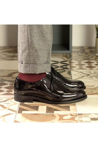 Ambrogio Handmade Black Patent Wholecut Formal Oxfords (AMB2327)-AmbrogioShoes