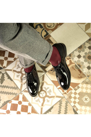 Ambrogio Handmade Black Patent Wholecut Formal Oxfords (AMB2327)-AmbrogioShoes